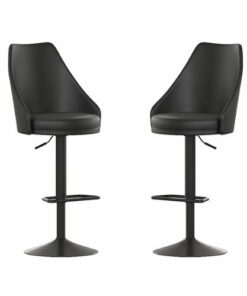 Flash Furniture - Chrishelle Modern Leather/Faux Leather Adjustable Height Pedestal Bar Stool (Set of 2) - Black