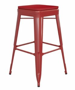 Flash Furniture - Kai Indoor/Outdoor Backless Bar Stool with Poly Seat - Red/Red