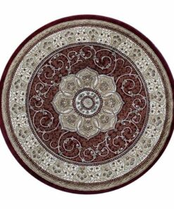 Flash Furniture - Portman Collection Medallion Motif Traditional Persian Style Round Area Rug 7' x 7' - Burgundy