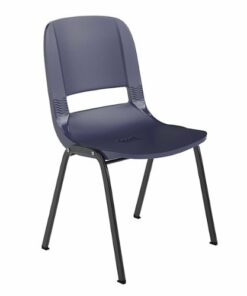Flash Furniture - Ergonomic Shell Stack Chair with 16'' Seat Height - TRUE Navy Plastic/Black Frame