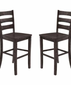 Flash Furniture - Liesel Rustic Wood Bar Height Stool (Set of 2) - Gray Wash Walnut