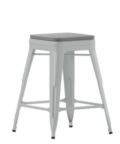 Flash Furniture - Cierra Industrial Resin Backless Counter Stool (Set of 4) - Silver/Gray