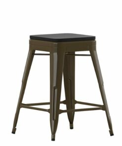 Flash Furniture - Cierra Industrial Resin Backless Counter Stool (Set of 4) - Gun Metal/Black
