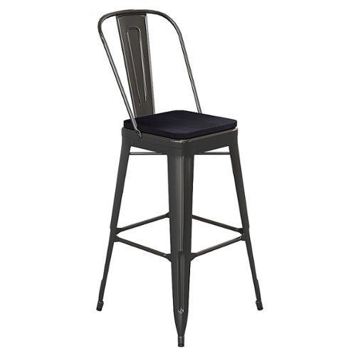 Flash Furniture - Kai All-Weather Commercial Bar Stool with Removable Back/Poly Seat - Black/Black