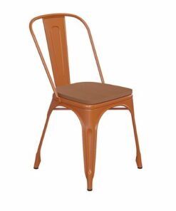 Flash Furniture - All-Weather Commercial Stack Chair & Poly Resin Seat - Orange/Teak
