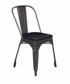 Flash Furniture - All-Weather Commercial Stack Chair & Poly Resin Seat - Black-Antique Gold/Black