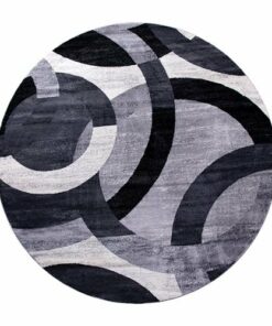 Flash Furniture - Harken Collection Modern Round Geometric Design Area Rug 8' x 8' - Gray