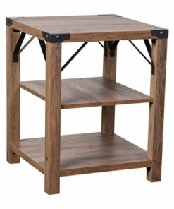 Flash Furniture - 3-Tier Side Table with Metal Side Braces and Corner Caps - Rustic Oak