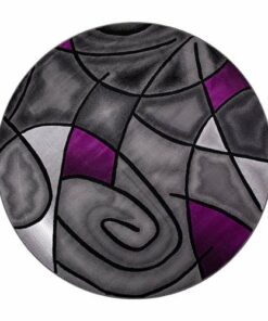 Flash Furniture - Jubilee Collection Abstract Style Round Accent Area Rug 7' x 7' - Purple
