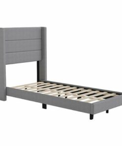 Flash Furniture - Hollis Twin Size Upholstered Platform Bed with Wingback Headboard - Gray