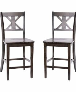 Flash Furniture - Gwendolyn Rustic Wood Counter Height Stool (Set of 2) - Gray Wash Walnut