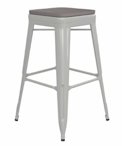 Flash Furniture - Kai Indoor/Outdoor Backless Bar Stool with Poly Seat - White/Gray