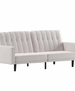 Flash Furniture - Convertible Split Back Futon Sofa Sleeper with Wooden Legs - Stone
