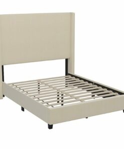 Flash Furniture - Quinn Full Size Upholstered Platform Bed with Channel Stitched Headboard - Beige