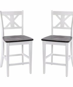 Flash Furniture - Gwendolyn Rustic Wood Counter Height Stool (Set of 2) - White Wash