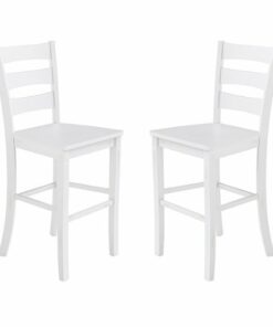 Flash Furniture - Liesel Rustic Wood Bar Height Stool (Set of 2) - White Wash