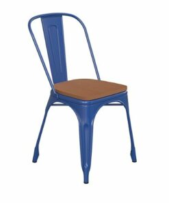 Flash Furniture - All-Weather Commercial Stack Chair & Poly Resin Seat - Blue/Teak