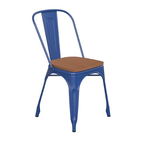 Flash Furniture - All-Weather Commercial Stack Chair & Poly Resin Seat - Blue/Teak