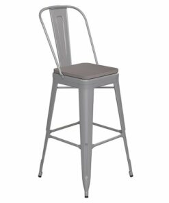 Flash Furniture - Kai All-Weather Commercial Bar Stool with Removable Back/Poly Seat - Silver/Gray