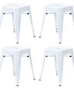 Flash Furniture - Kai Industrial Metal Dining Stool (Set of 4) - White