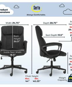 Serta - Hannah Upholstered Executive Office Chair with Headrest Pillow - Charcoal Gray