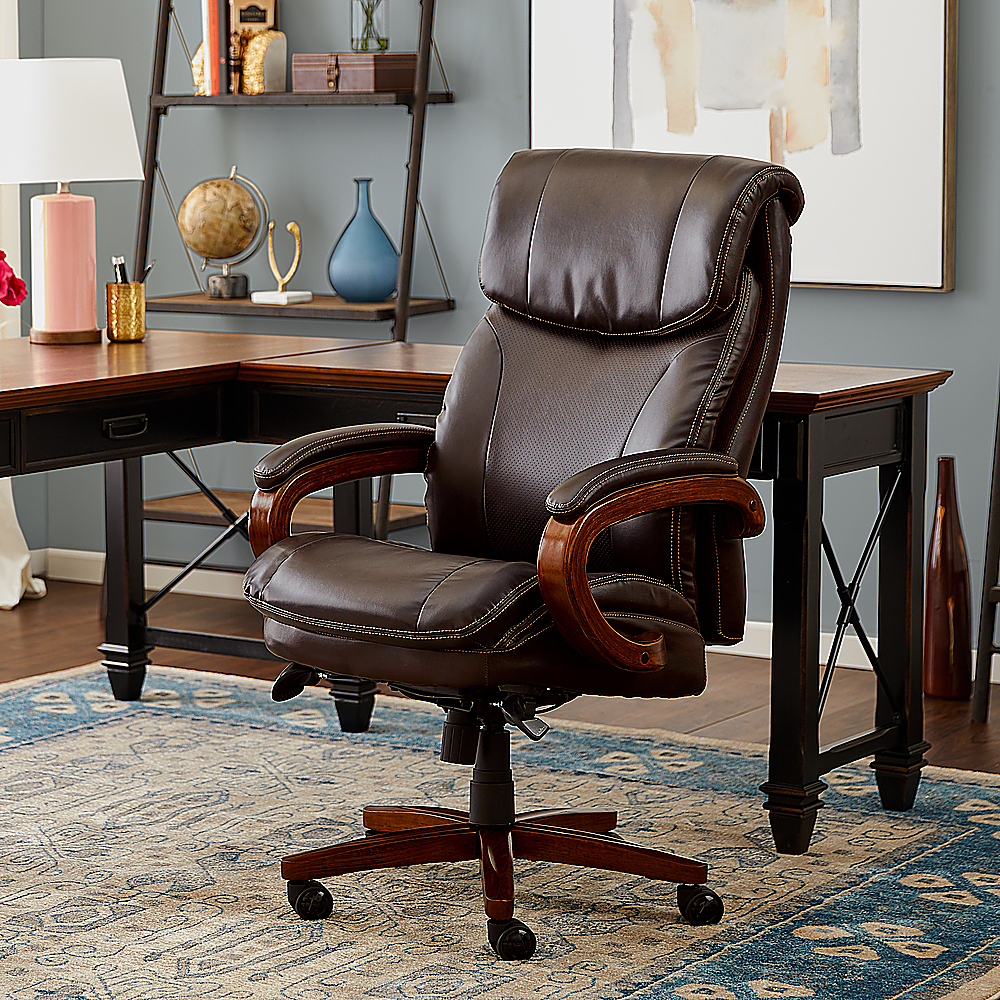 La-Z-Boy - Big & Tall Air Bonded Leather Executive Chair - Vino Brown