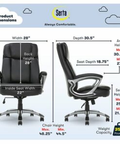 Serta - Fairbanks Bonded Leather Big and Tall Executive Office Chair - Black
