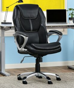 Serta - Amplify Work or Play Ergonomic High-Back Faux Leather Swivel Executive Chair with Mesh Accents - Black