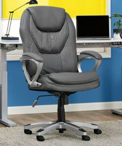 Serta - Amplify Work or Play Ergonomic High-Back Faux Leather Swivel Executive Chair with Mesh Accents - Duo Gray