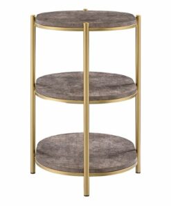 OSP Home Furnishings - Renton 3-Tier Oval Table - Brown Stone/Soft Gold