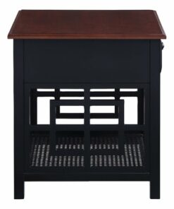 OSP Home Furnishings - Oxford 1 Drawer Side Table - Black Frame / Cherry Top
