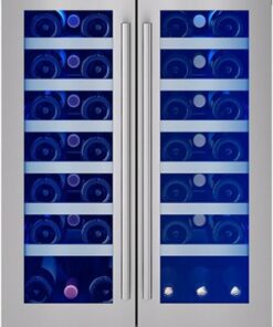 Zephyr - Presrv 42-Bottle Built in/Freestanding Wine Cooler with Dual Temperature Zone and French Doors - Stainless Steel/Glass