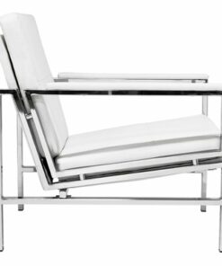 Studio Designs Home Atlas Modern Blended Leather Arm Chair - White