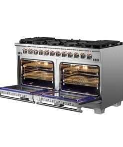 Forno Appliances - 8.64 Cu. Ft. Double Oven Gas Range with Continuous Cast Iron Grates - Stainless steel