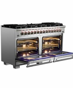 Forno Appliances - 8.64 Cu. Ft. Capriasca Freestanding Electric Double Oven + Dual Fuel Gas Range - Stainless steel