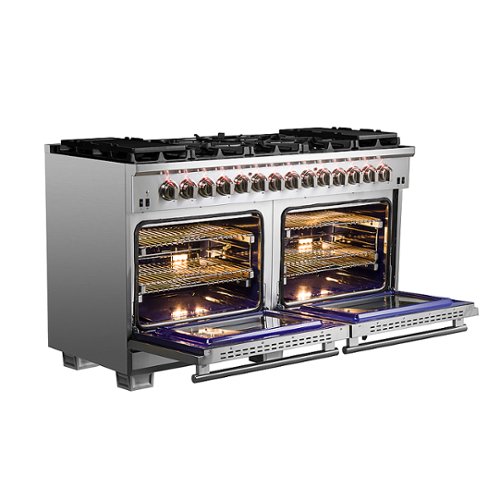 Forno Appliances - 8.64 Cu. Ft. Capriasca Freestanding Electric Double Oven + Dual Fuel Gas Range - Stainless steel
