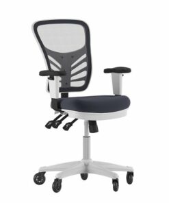 Flash Furniture - Mid-Back Ergonomic Multifunction Mesh Chair with Polyurethane Wheels - Dark Gray Mesh/White Frame