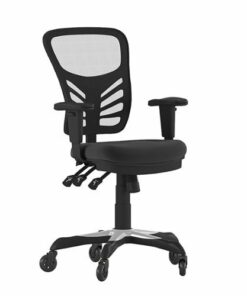 Flash Furniture - Mid-Back Ergonomic Multifunction Mesh Chair with Polyurethane Wheels - Black