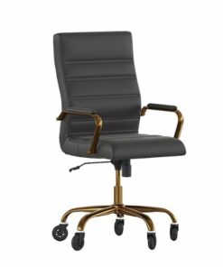 Flash Furniture - Executive Chair on Skate Wheels - Black LeatherSoft/Gold Frame 1