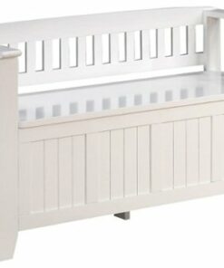 Simpli Home - Acadian Entryway Storage Bench With Backrest - White