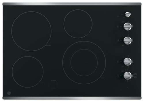 GE - 30" Built-In Electric Cooktop - Stainless Steel on Black 1