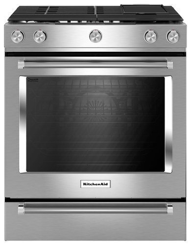 KitchenAid - 6.5 Cu. Ft. Self-Cleaning Slide-In Gas Convection Range - Stainless steel
