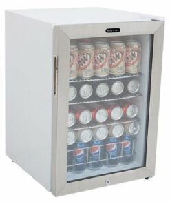 Whynter - 90-Can Beverage Refrigerator - White cabinet with stainless steel trim