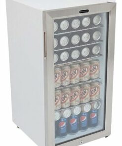 Whynter - 120-Can Beverage Refrigerator - White cabinet with stainless steel trim