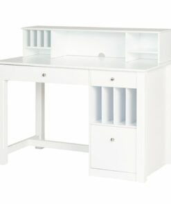 Walker Edison - 48" Wood Home Office Storage Computer Desk with Hutch - White
