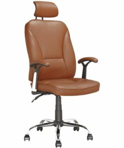 CorLiving - 5-Pointed Star Foam and Leatherette Executive Chair - Light Brown