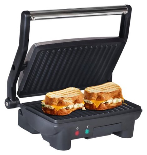 Elite Cuisine - Indoor 3-in-1 Panini Press and Grill - Silver