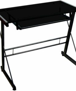 Walker Edison - Modern Computer Desk with Sliding Keyboard - Black