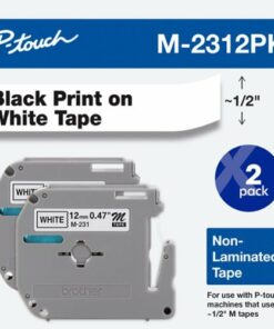 Brother - P-touch M2312PK Non-Laminated Label Tape (2-Pack) - Black on White