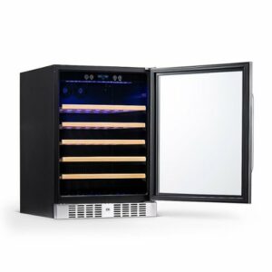 NewAir - 24" Built-In 52 Bottle Compressor Wine Fridge with Precision Digital Thermostat - Stainless Steel